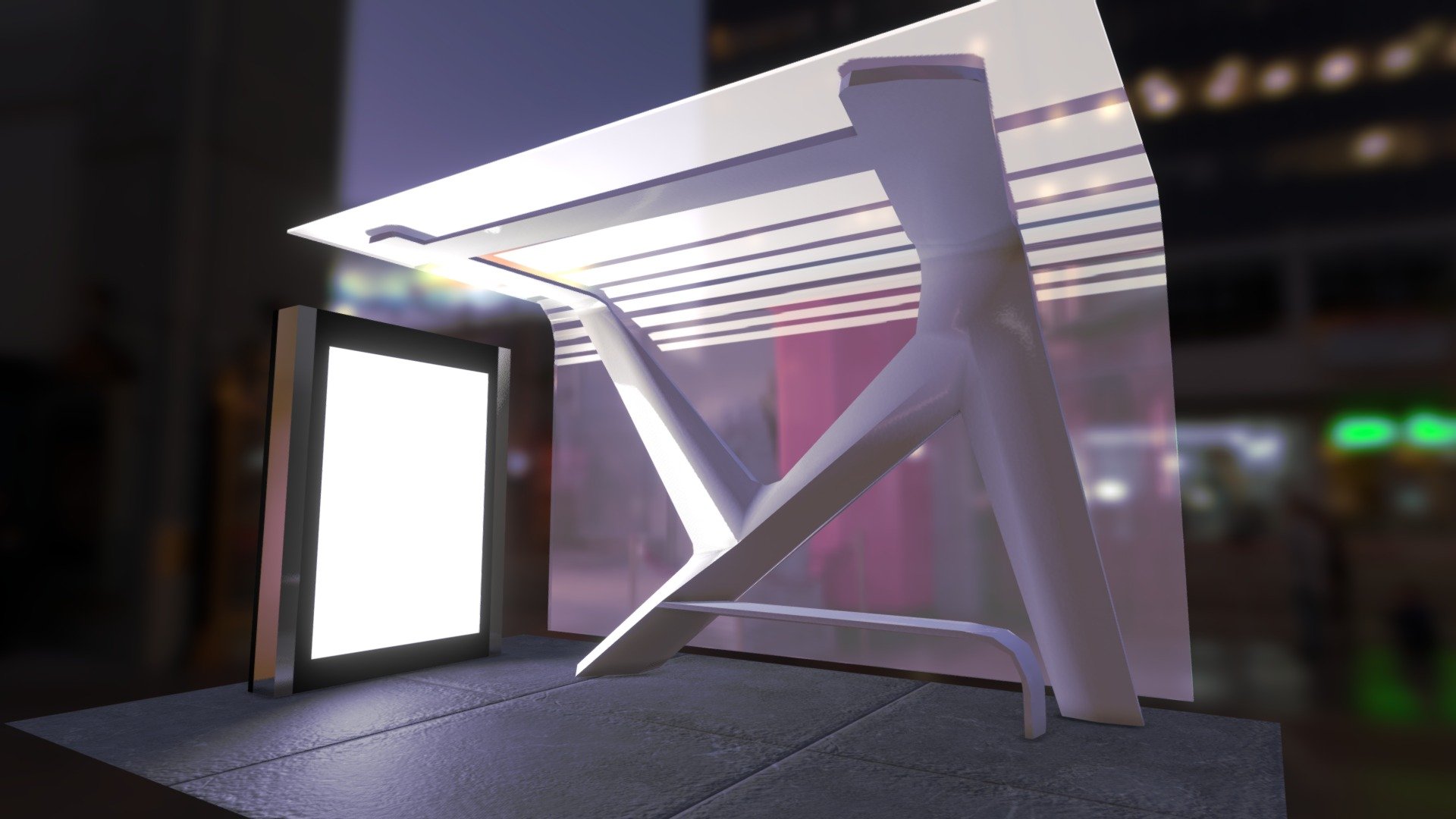 Developing a game and want a light and modern model? Take a look at this bus stop with a modern, lightweight low-poly design for games, perfect for decorating an urban environment. Improvised sidewalk for exhibition only, which can be easily removed in Unity, Unreal or any other compatible program. We recommend that you edit the screen mapping to add an image and customization of your own. 1024x1024 mapping textures.

Included in the File:




Base Color

Normal Map

Roughness Map

Metallic Map

Emissive Map

Height Map

.OBJ and .FBX archive
 - White NSteel Bus Stop (Ponto de Ônibus) - Buy Royalty Free 3D model by Carlbon 3D (@3DCarlbon) 3d model