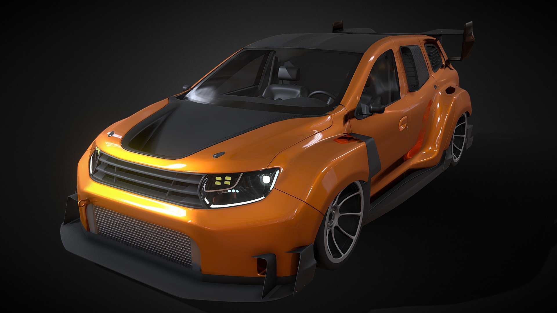 Widebody race car based on  Dacia Duster - high poly 3d model, uvs, no textures - Dacia Duster Widebody - HighPoly - Buy Royalty Free 3D model by solid3DDD 3d model