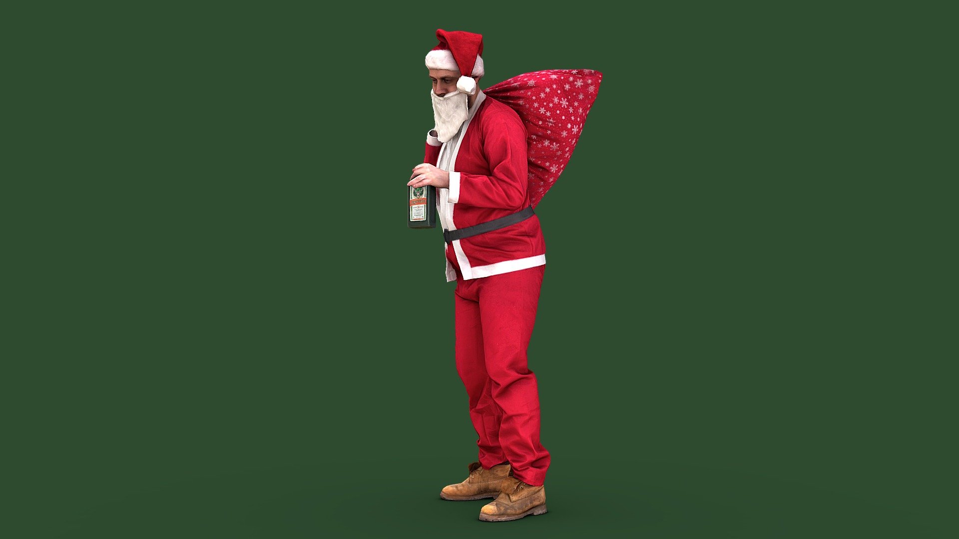 Follow us on instagram 🌲

🎅🏼 A fat bald guy in a cheap santa claus suit, with a false beard, holds a bag of gifts on his shoulders, a bottle of alcohol in his hand, wearing old boots. 

🦾 This model will be an excellent mid-range participant. It does not need to be very close and try to see the details, it reveals and demonstrates its texture as much as possible in case of a certain distance from the foreground.

⚙️ Photorealistic Casual Character 3d model ready for Virtual Reality (VR), Augmented Reality (AR), games and other real-time apps. Suitable for the architectural visualization and another graphical projects. 50 000 polygons per model 3d model