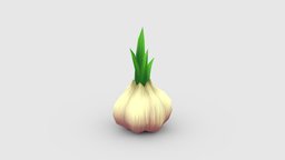 Sprouted garlic Low-poly 3D model food, garden, farm, vegetable, garlic, vegetables, cheat, lowpolymodel, ingredient, smell, seasoning, handpainted, cartoon