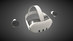 Meta Quest 3 device, quest, mr, vr, ar, realistic, meta, metaverse, vrready, quest3d, pbr-texturing, pbr-game-ready, 3d, lowpoly, gameready, quest2, quest3