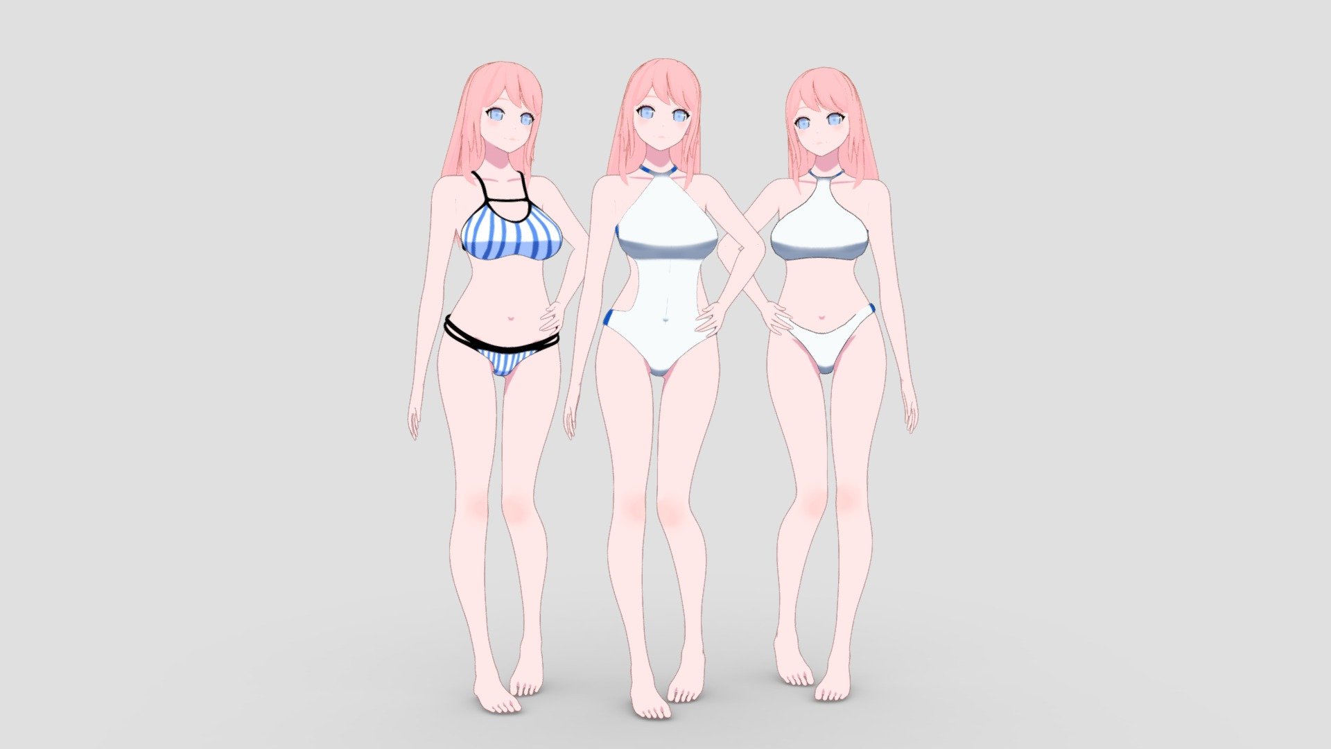 Aiko is a character with a vibrant and determined personality. Her unique features and determined gaze stand out in her 3D pose. With a variety of possible expressions thanks to the rig, you can bring this strong protagonist to life in your creations.

Summer Collection: 5 Anime Bikini 3D Characters

Contains:




.blend (source from Blender 3+)

.textures

rigged

can turn on/off Outline through modifier and material.


 - Aiko - Buy Royalty Free 3D model by LessaB3D 3d model