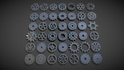 42 low poly gears mechanic, gears, vintage, cast, hardware, tool, machine, engine, iron, part, cogs, steam-punk, pinion, diesel-punk, steam, factory, gear, robot, industrial, roundlet
