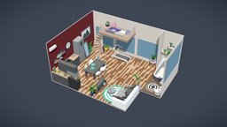 Low Poly Apartment n5 room, flat, pack, apartment, collection, furniture, props, package, houseware, houseroom, architecture, cartoon, lowpoly, house, home, building, interior, modular, environment, exteriors