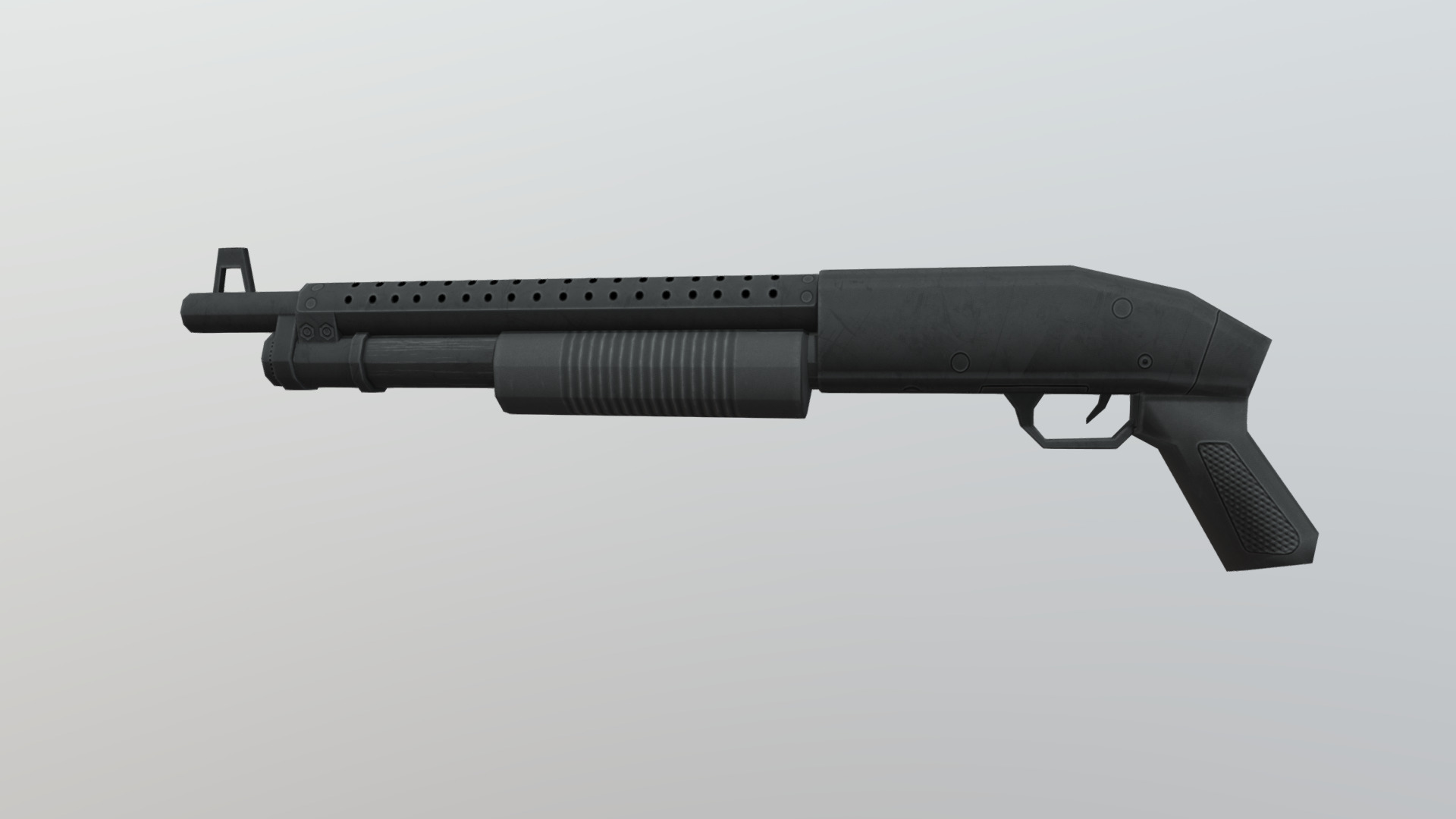 3D Shotgun
The pack has highly detailed shotgun ready for use in your project. Just drag and drop prefabs into your scene and achieve beautiful results in no time. Available formats FBX, 3DS Max 2017



We are here to empower the creators. Please contact us via the [Contact US](https://aaanimators.com/#contact-area) page if you are having issues with our assets. 




The following document provides a highly detailed description of the asset:
[READ ME]()




**Mesh complexities:**


Shotgun 691 verts; 602 tris; uv; uv2; uv3; uv4



Includes 1 sets of textures with 3 materials:



● Diffuse

● Normal

● Specular - Low Poly Shotgun Pack - Buy Royalty Free 3D model by aaanimators 3d model