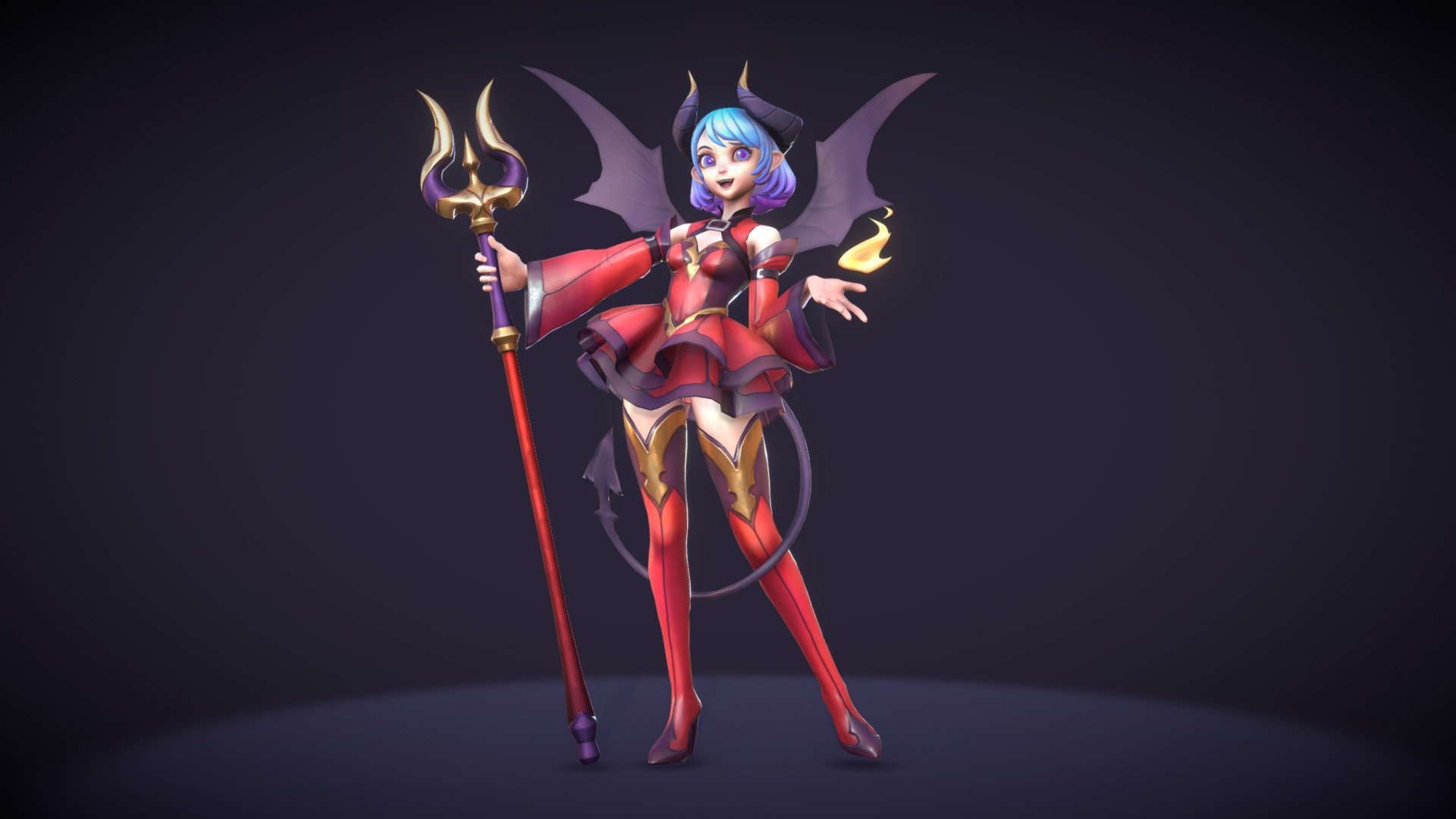 A semi PBR character that i did in my free time base on concept of Yuka Soemy https://www.artstation.com/artwork/8NX2x, try my best to achive the 2d felling through 3d modeling and texture PBR - DemonGirl - 3D model by alphatele 3d model
