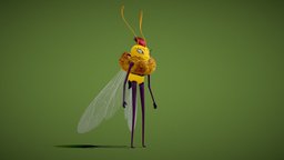 Bee Queen Cartoon bee, queen, character, low-poly, lowpoly, low, poly, characterdesign
