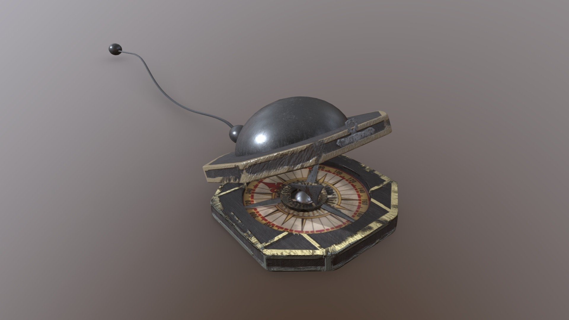 Damaged compass created in Maya and substance painter - Jack Sparrow's compass - 3D model by heloisemagny 3d model