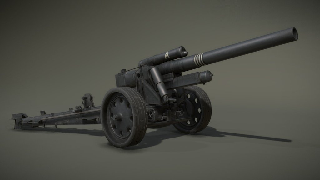 Another one cool model for featured game called Hell Let Loose. See more: https://www.hellletloose.com 
There was a free base model, so I made a celanup, retopology, sculpting and texturing. 
Cannon consist of 25504 tris 3d model