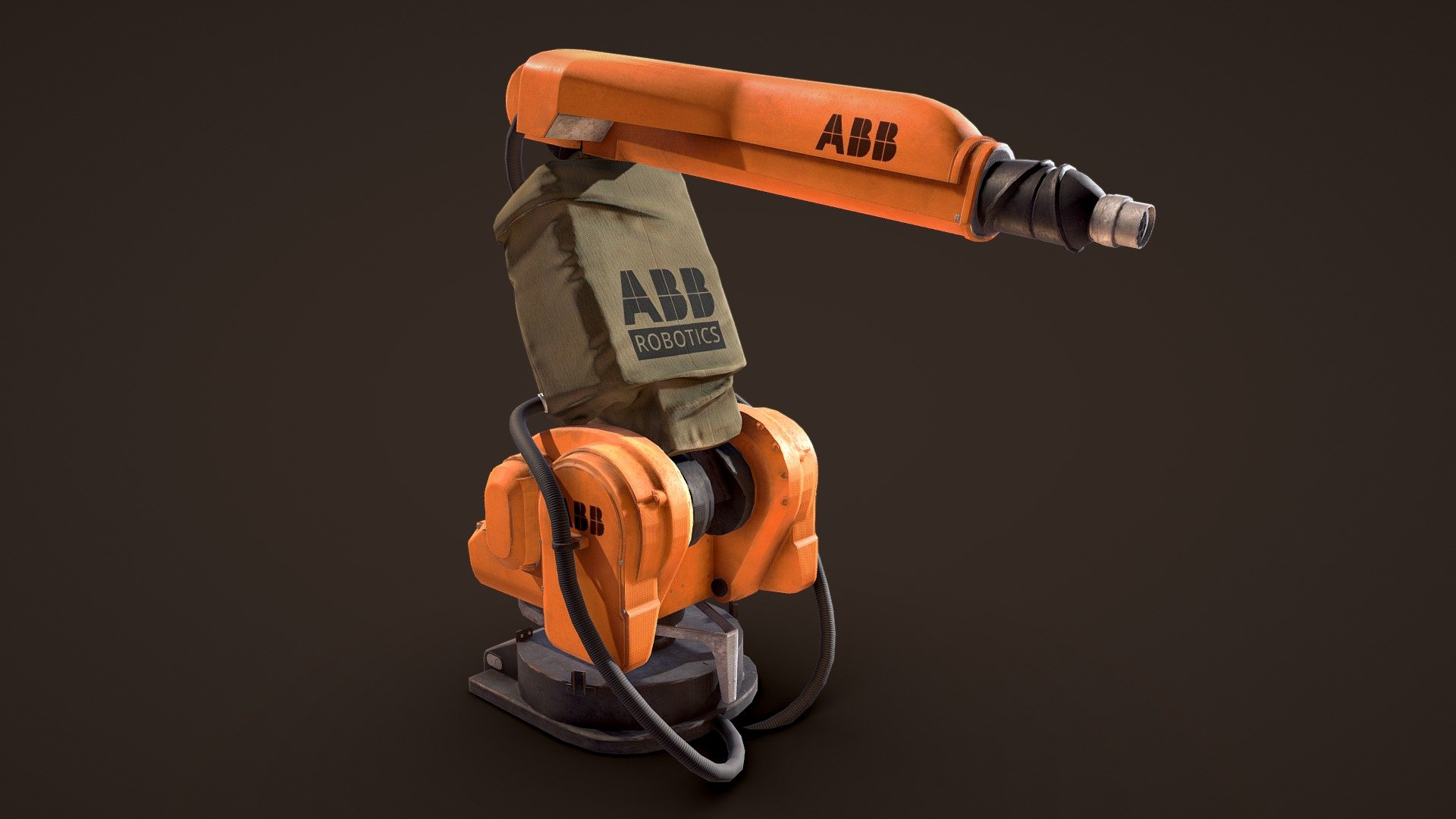 An industrial robot made for an art test using Blender &amp; Substance painter. This project was a good practice in hardsurface modeling and texturing even though I didn't pass the test. The model is loosely based on a few real industrial robots and it is game optimized.

Artstation

I do not own the ABB logo or trademark 3d model