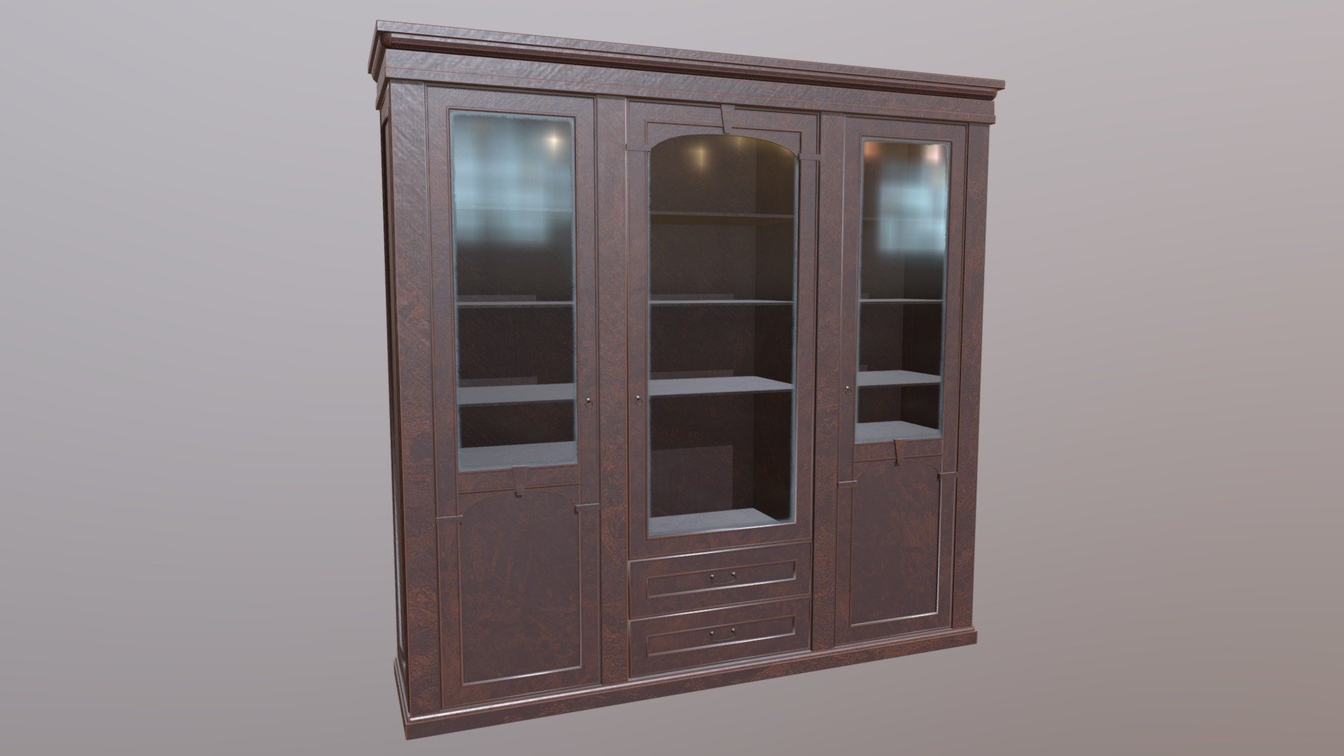 Complect : 1 color material doors can be opened. 
1. File - fbx, 3ds, obj 
2. 2. Unreal Engine textures 2048x2048 
3. 3. Unity textures 2048x2048 
4. 4. Vray textures 2048x2048 - Bookcase old - 3D model by Big Stake Games (@bigstakegames) 3d model