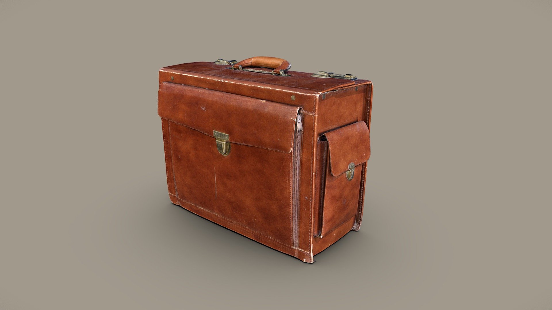An old briefcase.

Model includes 8k Diffuse, 4k normal, 4k Ambient occlusion, 4k specular and gloss.

Photos taken with A7Riv + D5300

Processed with Metashape + Blender + Quad remesher - Briefcase with combination lock - Buy Royalty Free 3D model by Lassi Kaukonen (@thesidekick) 3d model