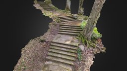 Stairs raw, stairs, 3d-scan, historical, reconstruction, park, germany, steps, saarbrucken, photogrammetry, asset, environment