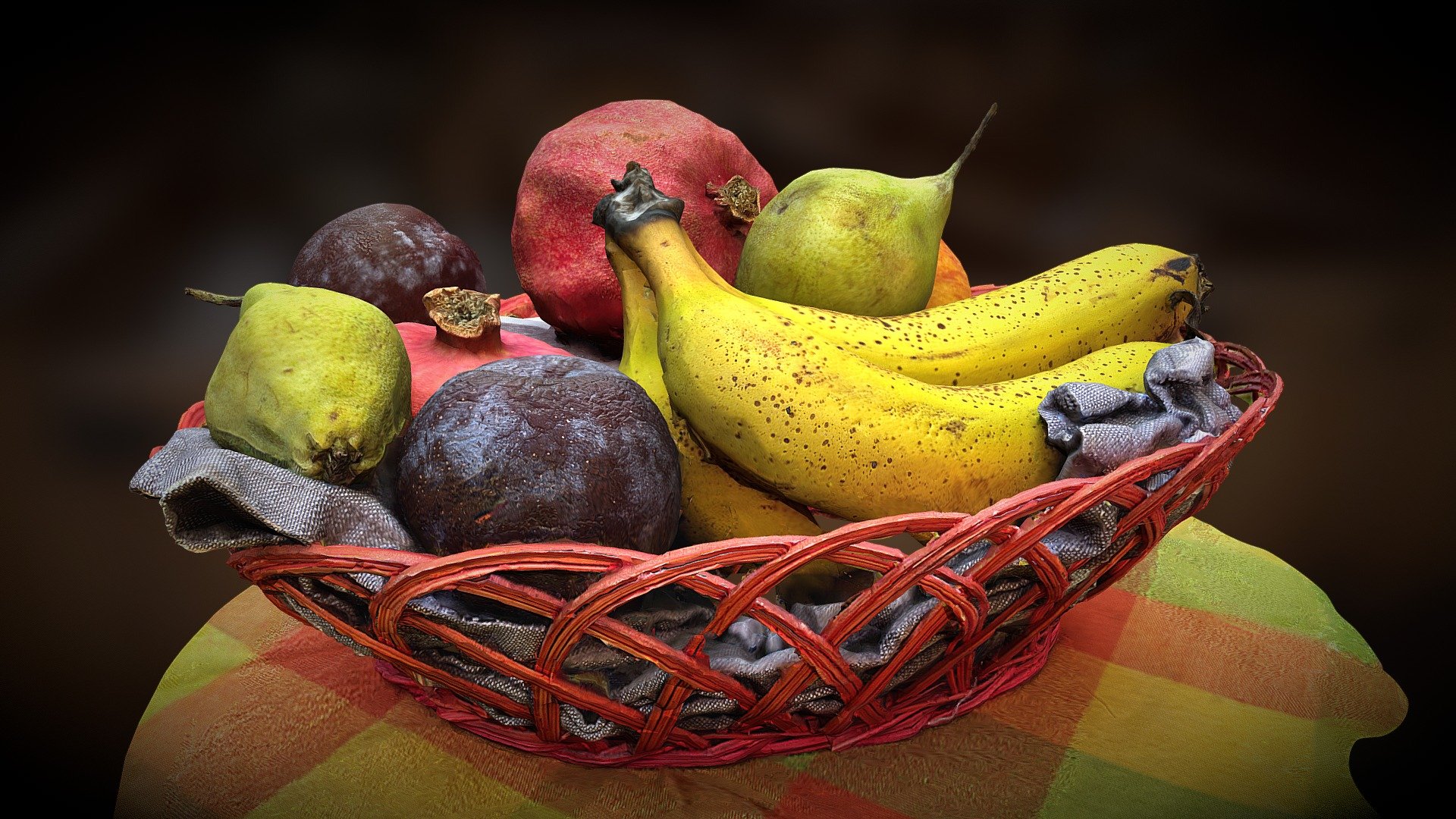 Decaying Fruit Basket - Fruit Decay - Download Free 3D model by Moshe Caine (@moshecaine) 3d model