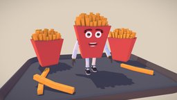 French Fries food, assets, fry, fastfood, blender-3d, frenchfries, rigged-character, ready-to-use, character, animation, animated, textured, rigged, textured-model