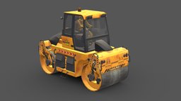 Road roller truck bulldozer, truck, vehicles, dump, trucks, machinery, mining, pack, mixer, large, truck-heavy-vehicle, truck-low-poly, low-poly, mobile, car, construction