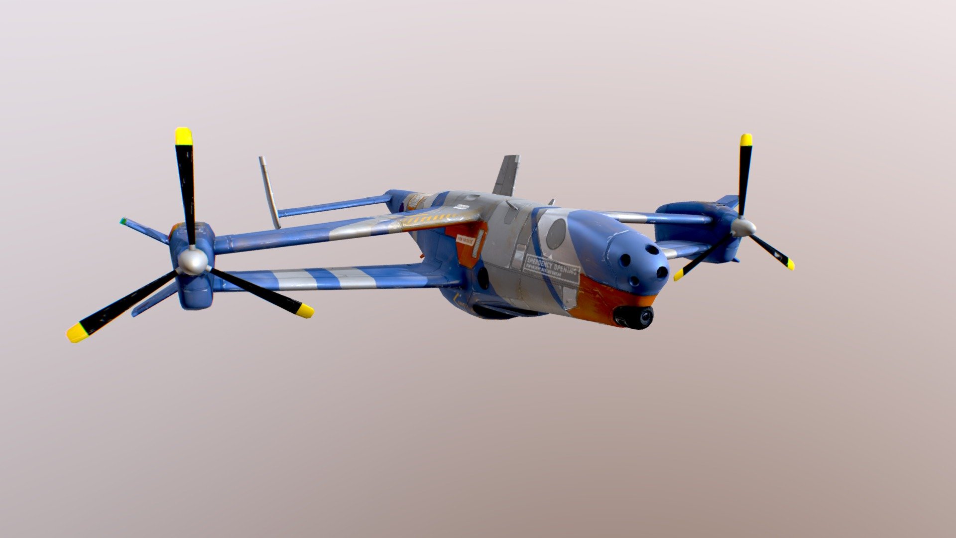 Retextured this aircraft for my WIP flying game. I am going for a late 90s realism aesthetic 3d model