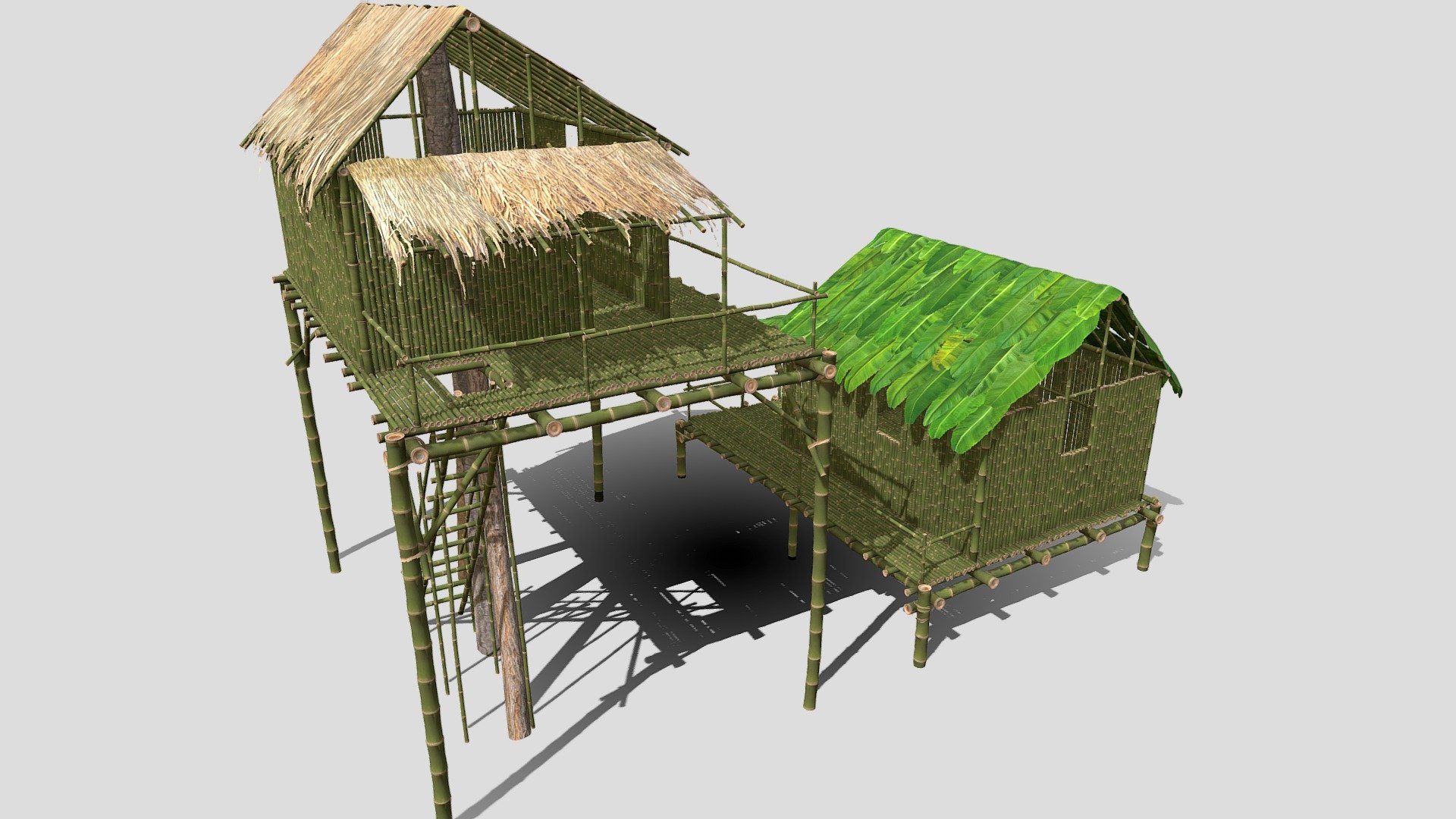 Jungle tree house , and ground house - Jungle Tree House - 3D model by Buncic 3d model