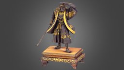Japanese Miyao bronze sculpture of a Samurai bronze, japan, warrior, samurai, antique, asian, meiji, realitycapture, stair, scan, japanese