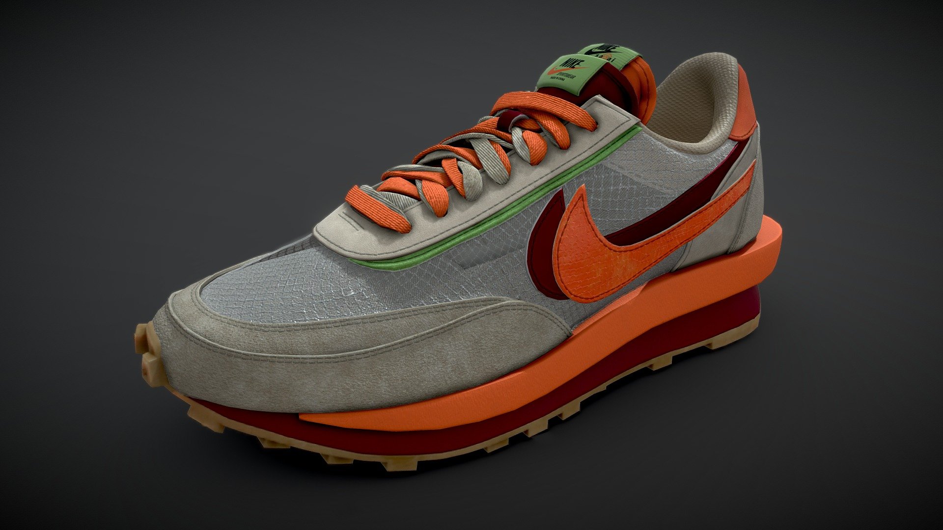 Nike CLOT Sacai, modeled using ZBrush and Maya, textured using Substance Painter 3d model