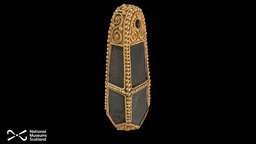 Gold ‘blackstone’ pendant, Galloway Hoard viking, pendant, scotland, national, museums, filigree, hoard, galloway, metashape, agisoft, gold, touchstone