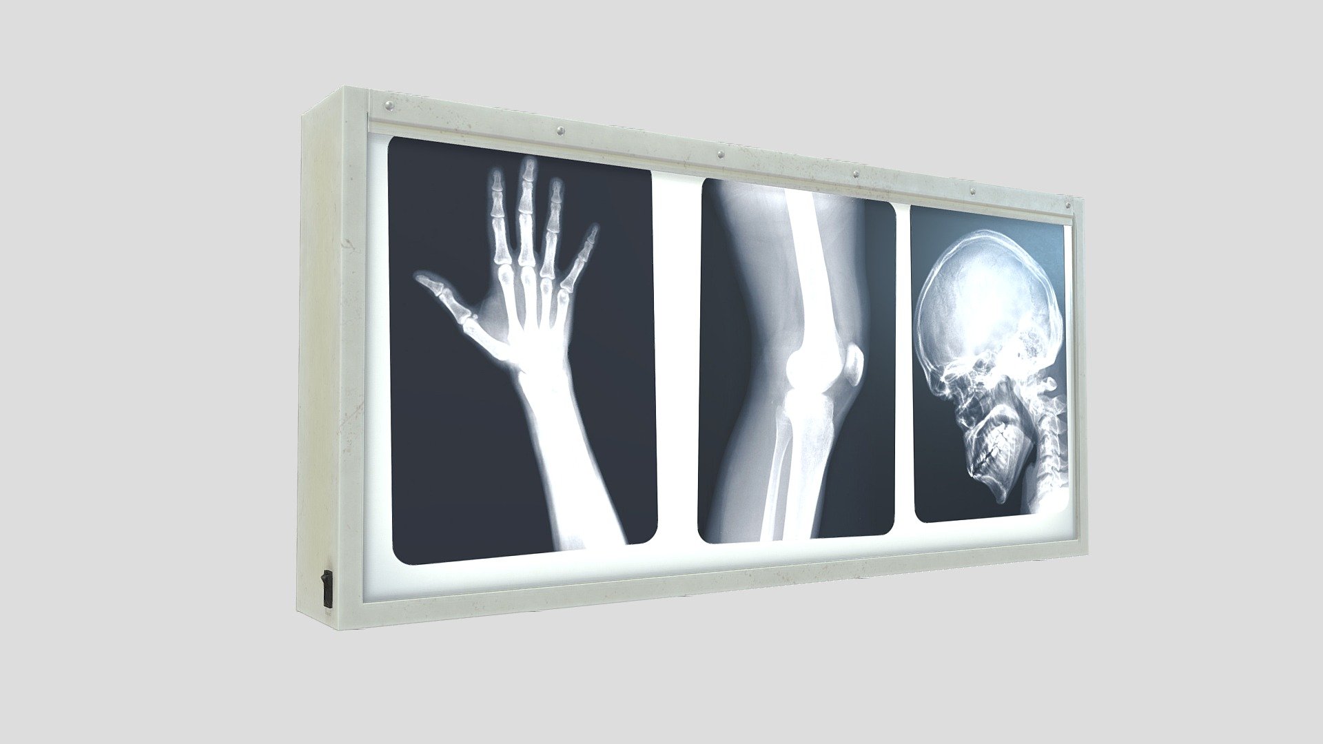 Lowpoly high detail vintage Hospital X-ray lightbox with 425 polys. All quads, real measures, centered in 0,0 coordinates and PBR textures in 4096 x 4096. Ready to use - X-ray lightox - Buy Royalty Free 3D model by markusenes 3d model