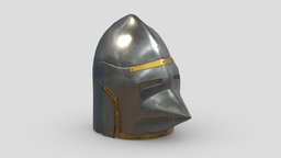 Medieval Helmet 02 Low Poly PBR Realistic armor, suit, greek, armour, ancient, warrior, fighter, soldier, viking, medieval, unreal, ready, vr, ar, protection, headgear, middle, metal, roman, battle, mask, age, headdress, costume, headwear, unity, asset, game, helmet, low, poly, military, war, knight, steel, accient, enegine