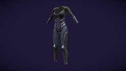 Female Sci-fi Cyberpunk Bodysuit body, suit, armour, warrior, , fashion, girls, clothes, cyberpunk, neon, combat, womens, wear, pbr, low, poly, sci-fi, futuristic, female, blue, black, space, thight