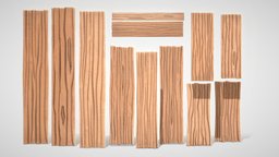 Stylized Wood Planks fence, wooden, painted, timber, board, floor, done, elements, old, redwood, architecture, cartoon, game, poly, model, wood, stylized, hand