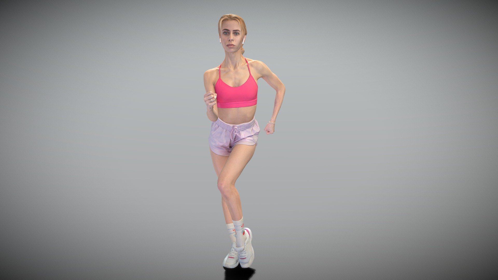 This is a true human size and detailed model of a sporty beautiful woman of Caucasian appearance dressed in sportswear. The model is captured in casual pose to be perfectly matching various architectural and product visualizations, as a background or mid-sized character on a sports ground, gym, beach, park, VR/AR content, etc.

Technical specifications:




digital double 3d scan model

150k &amp; 30k triangles | double triangulated

high-poly model (.ztl tool with 5 subdivisions) clean and retopologized automatically via ZRemesher

sufficiently clean

PBR textures 8K resolution: Diffuse, Normal, Specular maps

non-overlapping UV map

no extra plugins are required for this model

Download package includes a Cinema 4D project file with Redshift shader, OBJ, FBX, STL files, which are applicable for 3ds Max, Maya, Unreal Engine, Unity, Blender, etc. All the textures you will find in the “Tex” folder, included into the main archive.

3D EVERYTHING

Stand with Ukraine! - Sporty young woman doing workout 373 - Buy Royalty Free 3D model by deep3dstudio 3d model