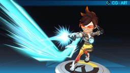 Tracer_Overwatch FanArt time, effect, pulse, flash, enemy, fire, overwatch, tracer, piso, blink, dui-fang-de, characters