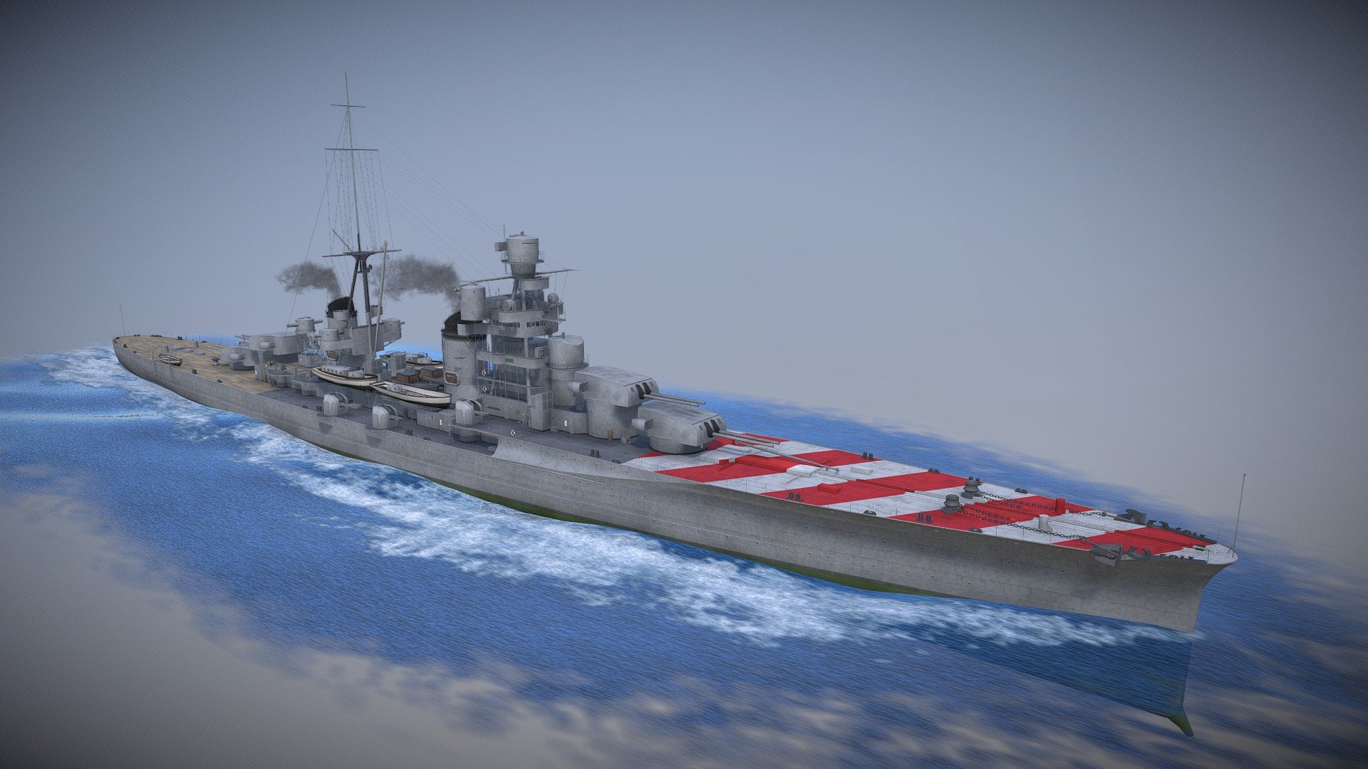 The Zara was a Zara-class heavy cruiser of the Italian Regia Marina during World War 2.
She was present during the  Battle of Calabria in July 1940, the Battle of Taranto in November 1940 and the Battle of Cape Matapan in March 1941 where she was sunk.

Additional renders can be viewed here: https://www.artstation.com/artwork/ykyQq5 - Zara - Buy Royalty Free 3D model by ThomasBeerens 3d model