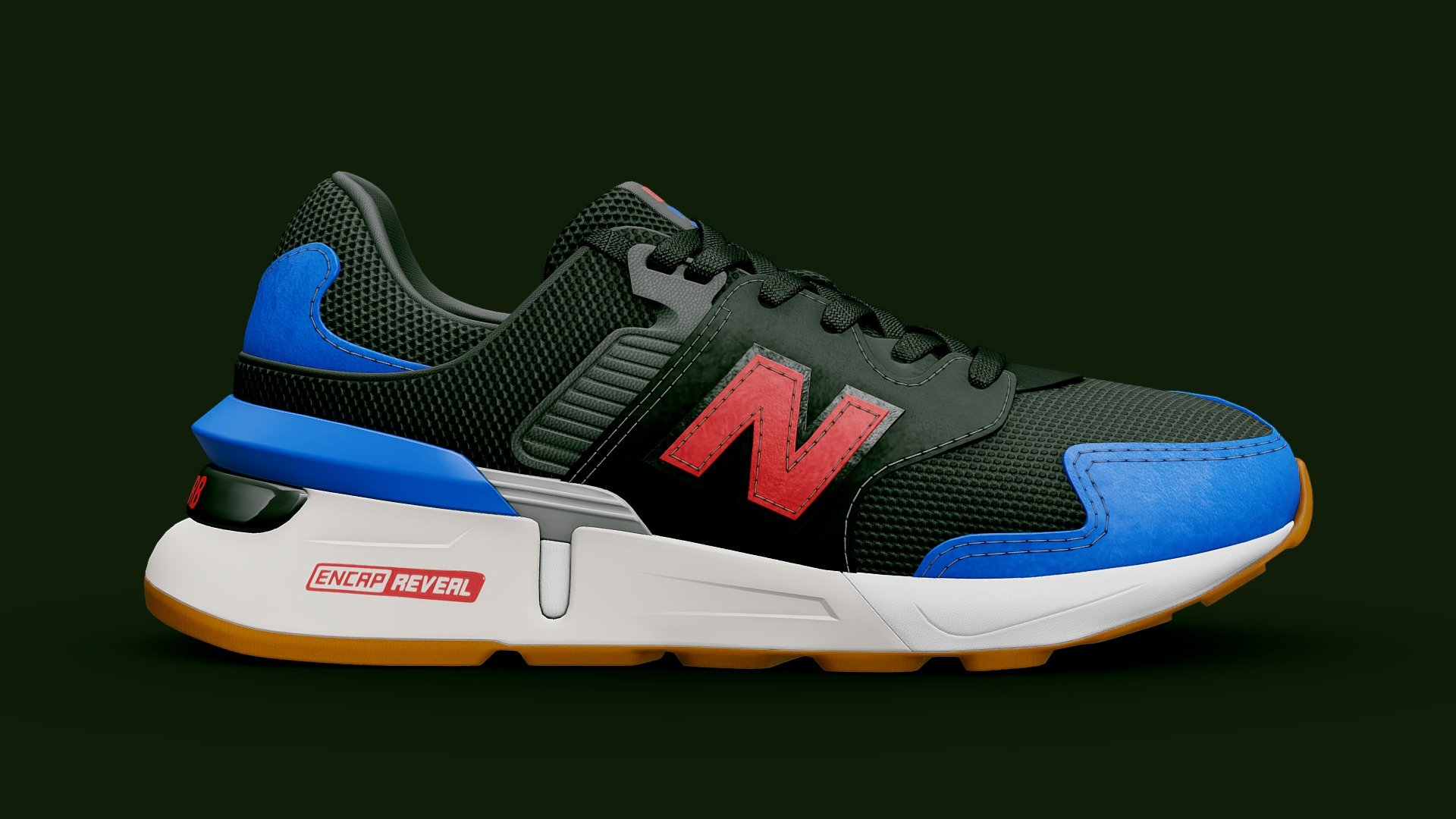 Mid-poly 3d model, separated parts and materials. Ready for customization, 3d configurators - New Balance 997 Sport - Buy Royalty Free 3D model by Eugene Korolev (@eugene.korolev) 3d model