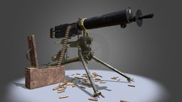 Type24 maxim gun [4k texture] machinegun, 4ktextures, ww2weapon, pbr, lowpoly, military, hardsurface, gameasset