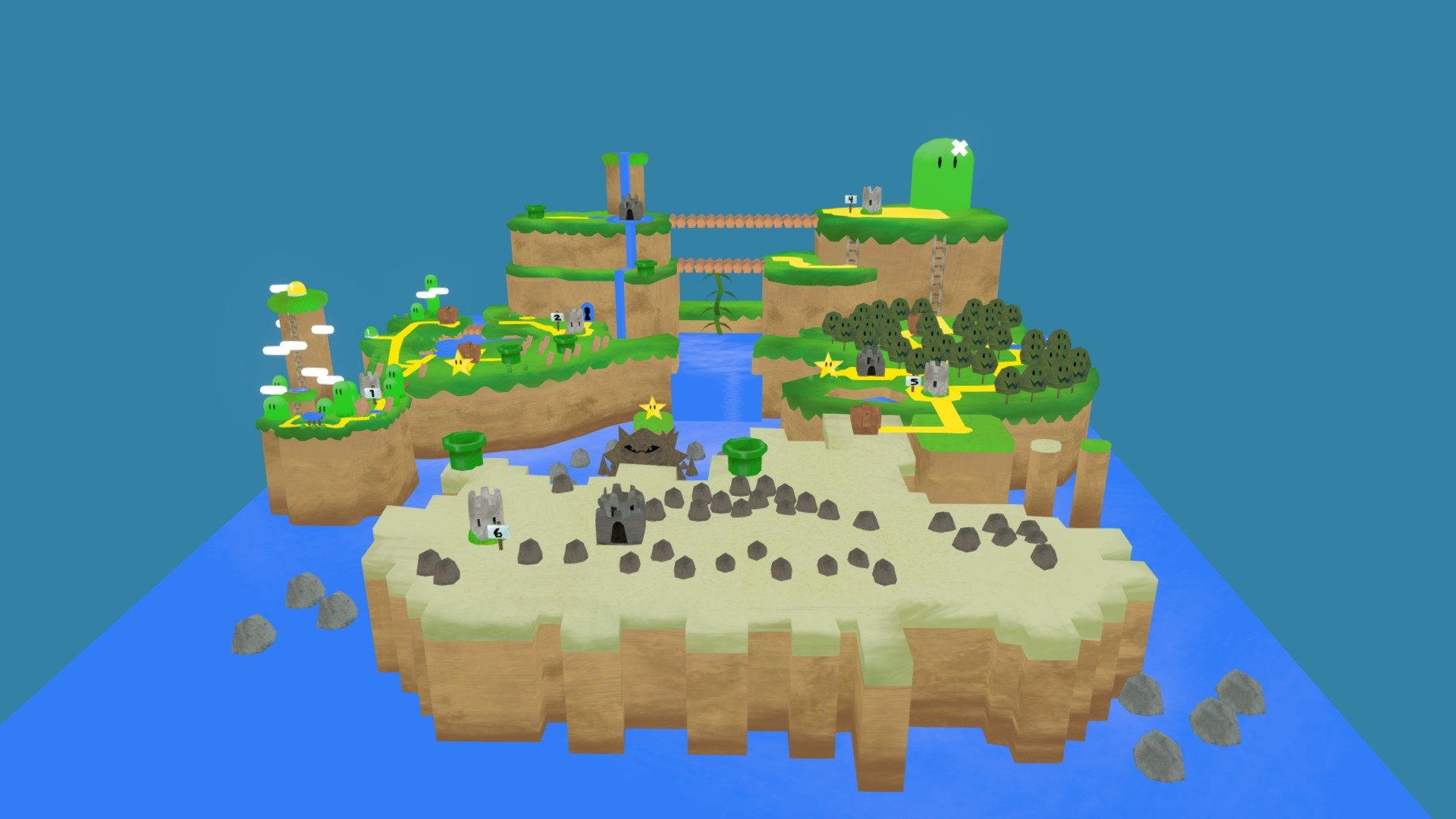 [https://www.artstation.com/ryan_carlos] this iconic super mario world map, maded using 3ds max and substance painter - Super Mario World - Overworld - Buy Royalty Free 3D model by Ryan_Carlos (@BUZZFOREVER) 3d model