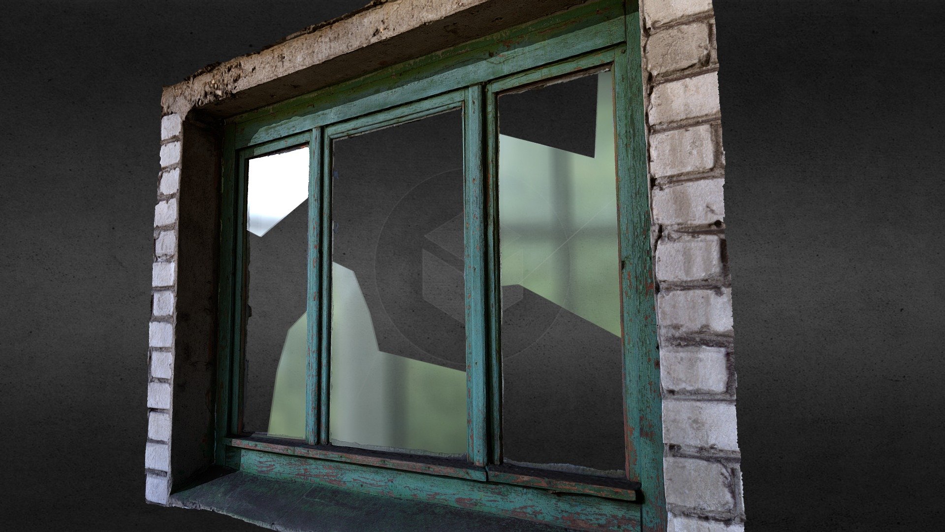Green wooden soviet style window.
With normal map, occlusion map.
High quality.
Low poly count 3d model