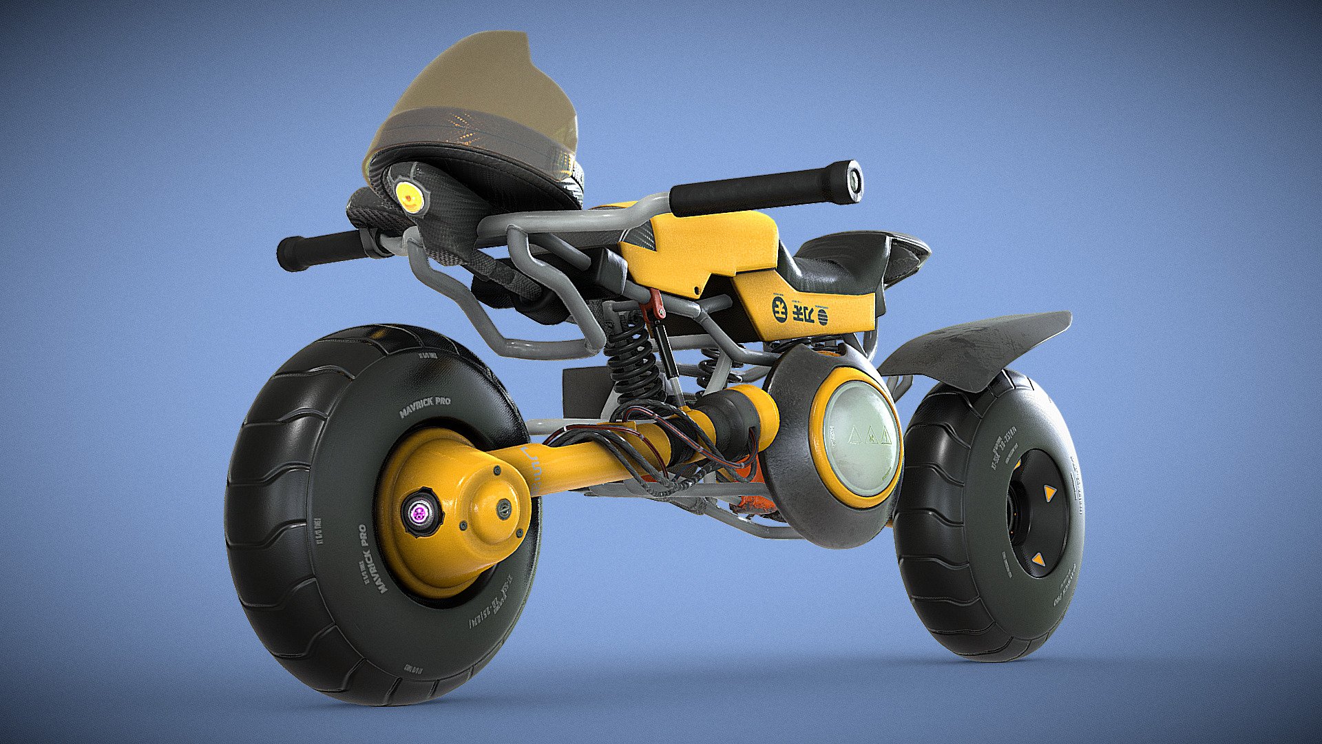 Sci-fi electric motor bike 
original concept
2 x 4K PBR Materials 

INCLUDED A NATIVE BLENDER FILE THAT COMES WITH A VEHICLE RIG
For the wheels and suspension and steering - Sci-fi electric bike - Buy Royalty Free 3D model by neatpolygons 3d model