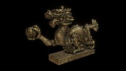Brass Dragon chinese, statue, substancepainter, substance, painter, dragon