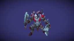 Stylized Armored Hellguard horns, armor, rpg, demon, guard, hell, infernal, mmo, rts, normalmap, moba, handpainted, lowpoly, creature, animation, stylized, hellguard