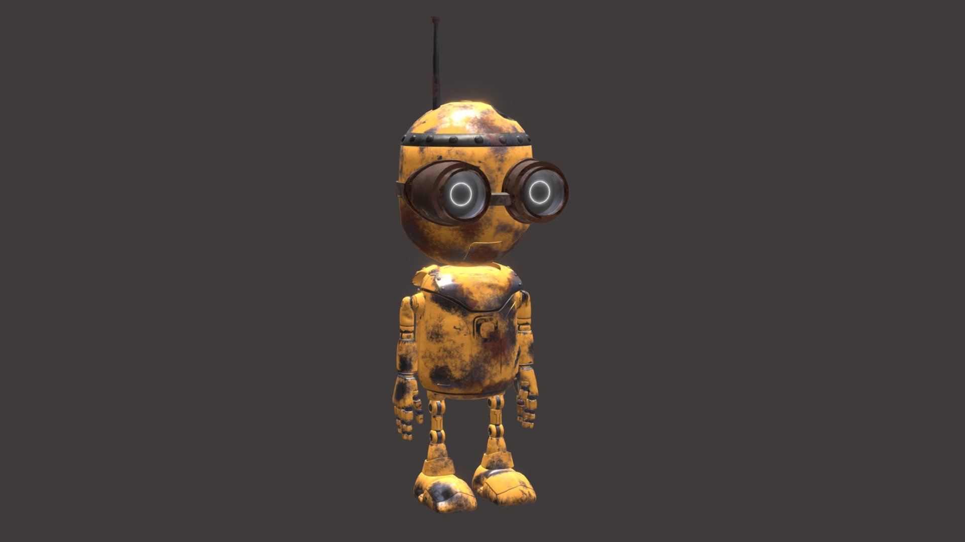 This is model of Baby Robot


Originally created with Blender v3.0.0
4k textures - base, emmisive, metallic, normal, rougness, transmis
Everything is logically named and structured
The model is centered at 0,0,0
The lighting scene included with model in BLEND file
Unit: cm
Dimensions: 96x32x95 cm (T-position and extended antenna)
Rigged with custom shape bones for better experience


&ndash;Features&ndash;
-   Model has Eyes with 9 shape keys (possible to combine), thanks to that you can achieve all expressions – Thickness, Size, Wide, Sad, Kind, Angry, Cry, Trusty, Hearth
-   Model has Telescopic Antenna controlled by 1 shape key


&ndash;Geometry&ndash;
-   Polygon count: 84 303
-   Vertex count: 84 721
-   Quad/Tris topology


&ndash;Files&ndash;
-   BLEND
-   OBJ
-   FBX
-   DAE
-   STL
-   PLY - Rigged Baby Robot - Buy Royalty Free 3D model by QubiCone 3d model