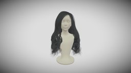 Real Woman Long Hair Style Low-poly 3D model