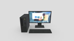 Stylized Low Poly Desktop Computer office, pc, windows, monitor, stylised, props, game-ready, animal-crossing, cartoon, lowpoly, screen, keyboard