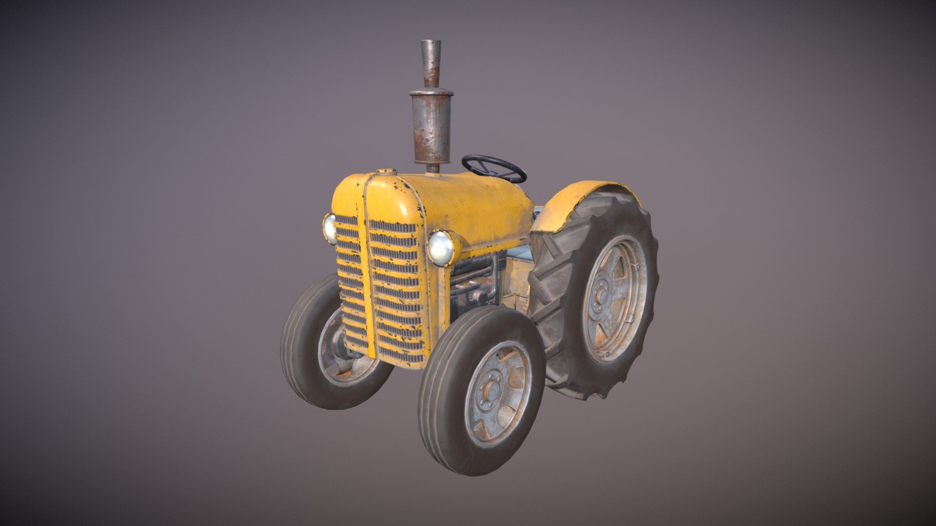 Game-ready 3d model of Cartoon Tractor 

Contains: 

9 Objects with separated moving parts and  11 Helpers for animation. 

1 material with 1 set of PBR textures (2048x2048 px, PNG, 8 bits) 

* Base Color 

* Roughness 

* Metallic 

* Normal 

* Normal_base (before terxturing) 

* Ambient Occlusion 

* Emissive 

* You will get this textures both as separate images as well as packs for Unity 5 and Unreal Engine 4. 

This model is provided in 3ds Max 2015 and FBX 2014/2015 formats 3d model