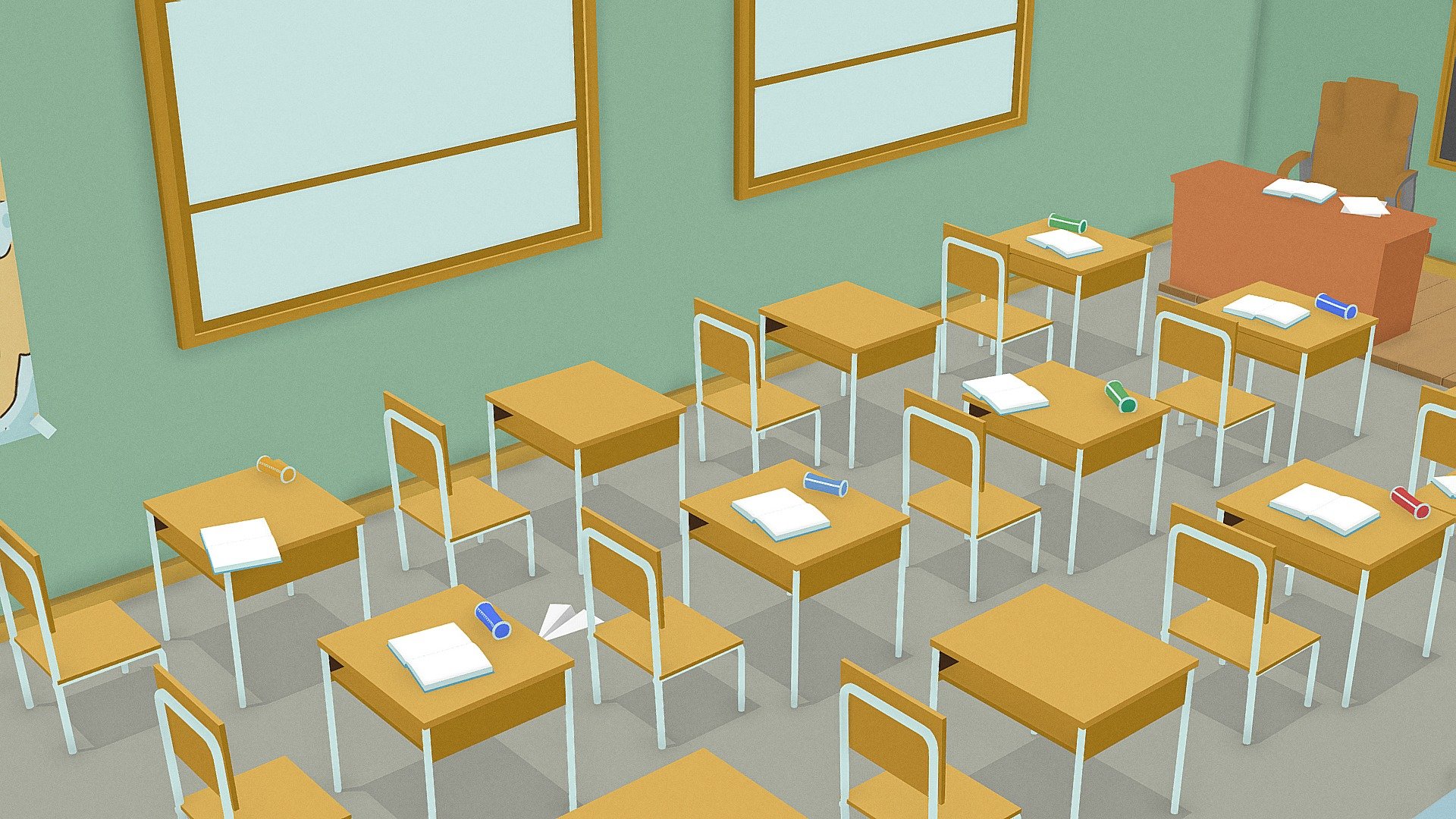School classroom - High detail - Blender 2.91/Evee - 2021

Realised by SDC - Free download

Note that the model does not have lighting everything happens in the colors 3d model