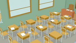 ( FREE ) Cartoon Classroom Low-poly office, room, school, bedroom, gaming, high, work, clock, case, toys, earth, class, detailed, window, furniture, table, color, elements, map, isometric, slate, evee, sdc, 2021, render, architecture, cartoon, book, game, 3d, blender, chair, low, poly, design, plane, home, wood, free, "sketchfab", "interior", "download"