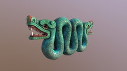 Aztec Quetzalcoatl Serpent green, sculpt, ancient, snake, culture, mexico, aztec, statue, religion, serpent, artefact, mesoamerica, turqoise, blue