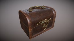Old Jewelry box wooden, retro, antique, medeival, brass, old, box, jewelrybox, substancepainter, lowpoly