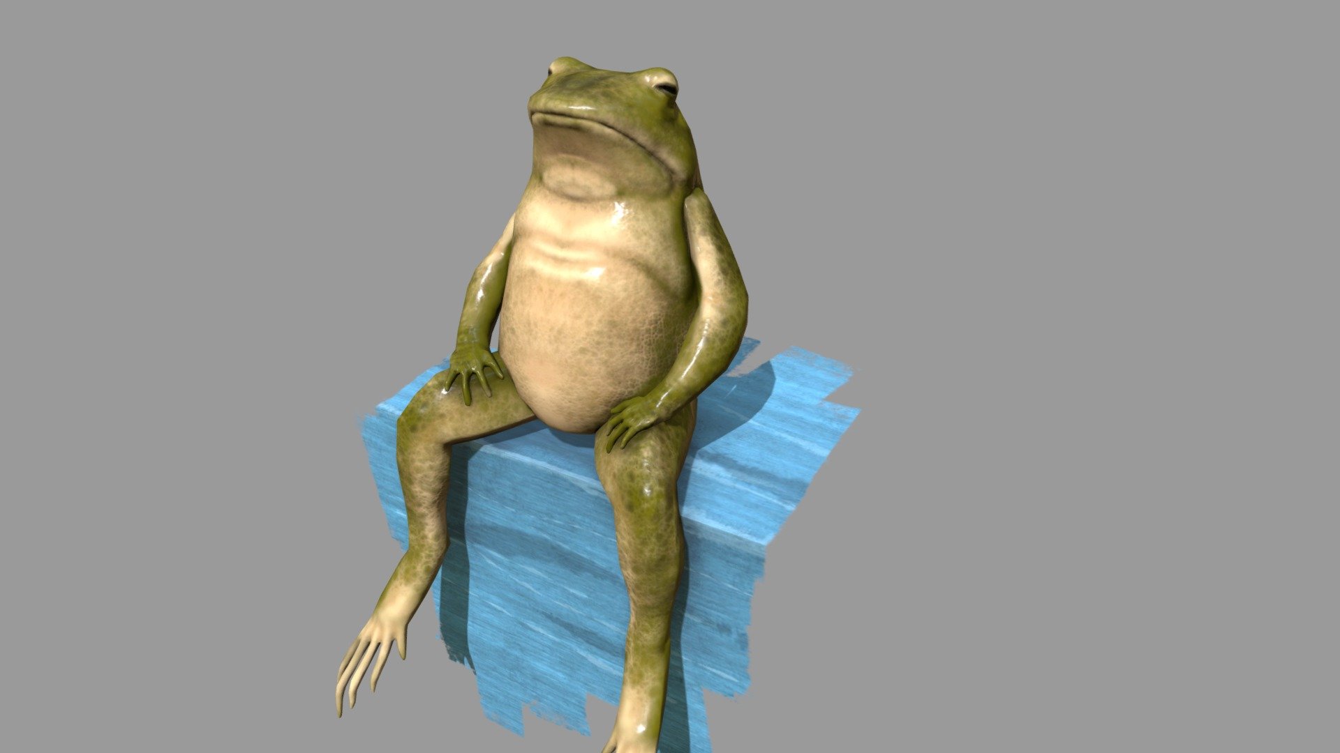 I made this frog for use within a snapchat AR filter.
Filter here: https://www.snapchat.com/unlock/?type=SNAPCODE&amp;uuid=7a53594b954b4b92827c949f4856bad0&amp;metadata=01
The frog is intentionally very low-poly in order to be used seamlessly within AR 3d model