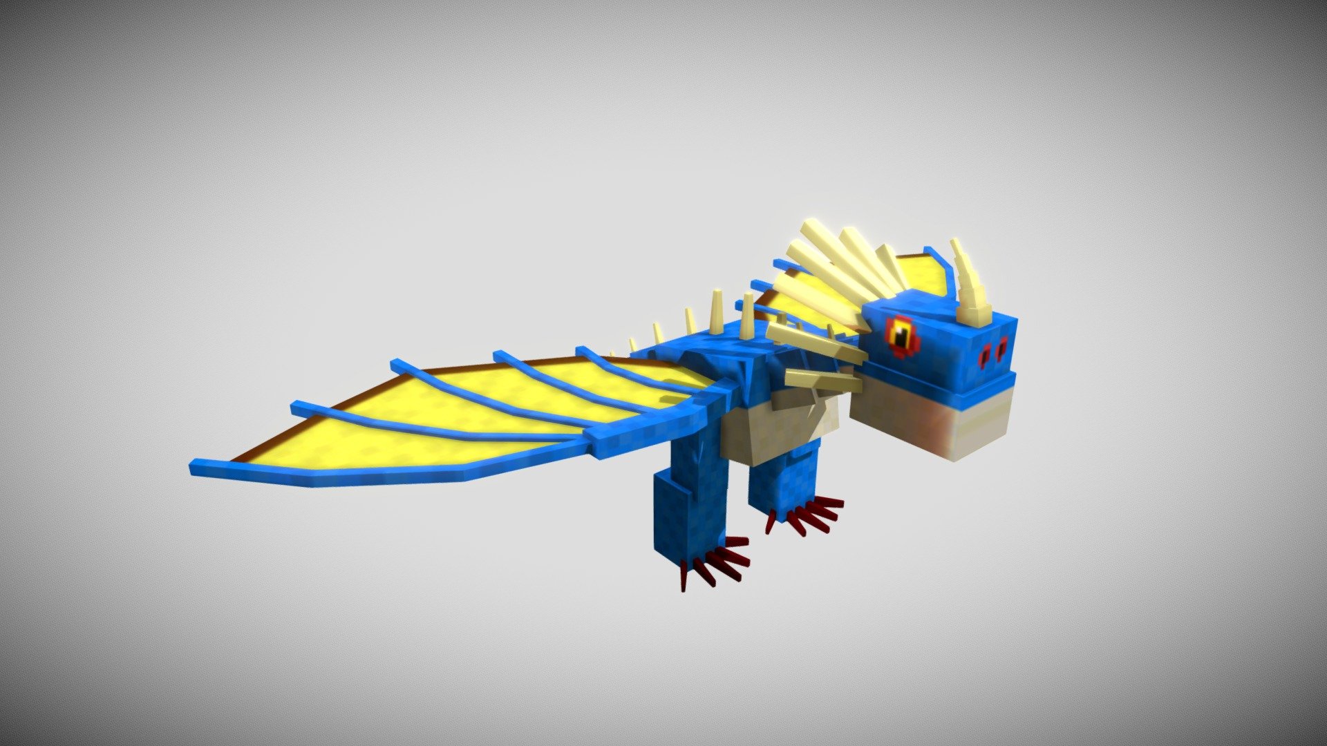 Deadly Nadder Dragon fan art Minecraft style from how to train your dragon movie. Game ready Voxel Art Style 3d model