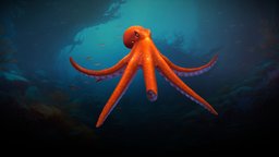 Stylized Octopus flying, rpg, deepsea, octopus, mmo, rts, tentacle, fbx, water, moba, octopath, handpainted, lowpoly, animation, stylized, fantasy, sea, tentacle-arm